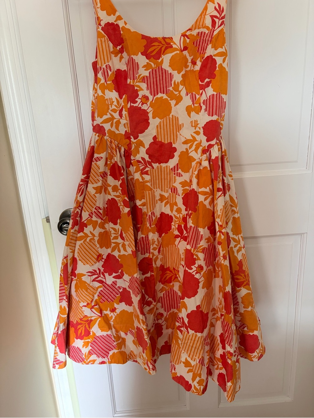 Anthropologie  Floral Dress in Red & Orange on Cream